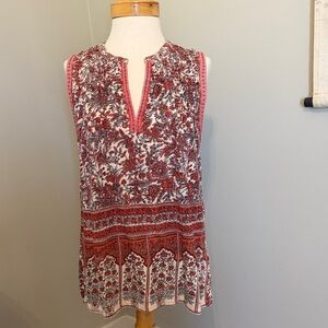 Lucky Brand Red and White Floral Top